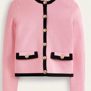 Boden Pink Cardigan with Black Accents